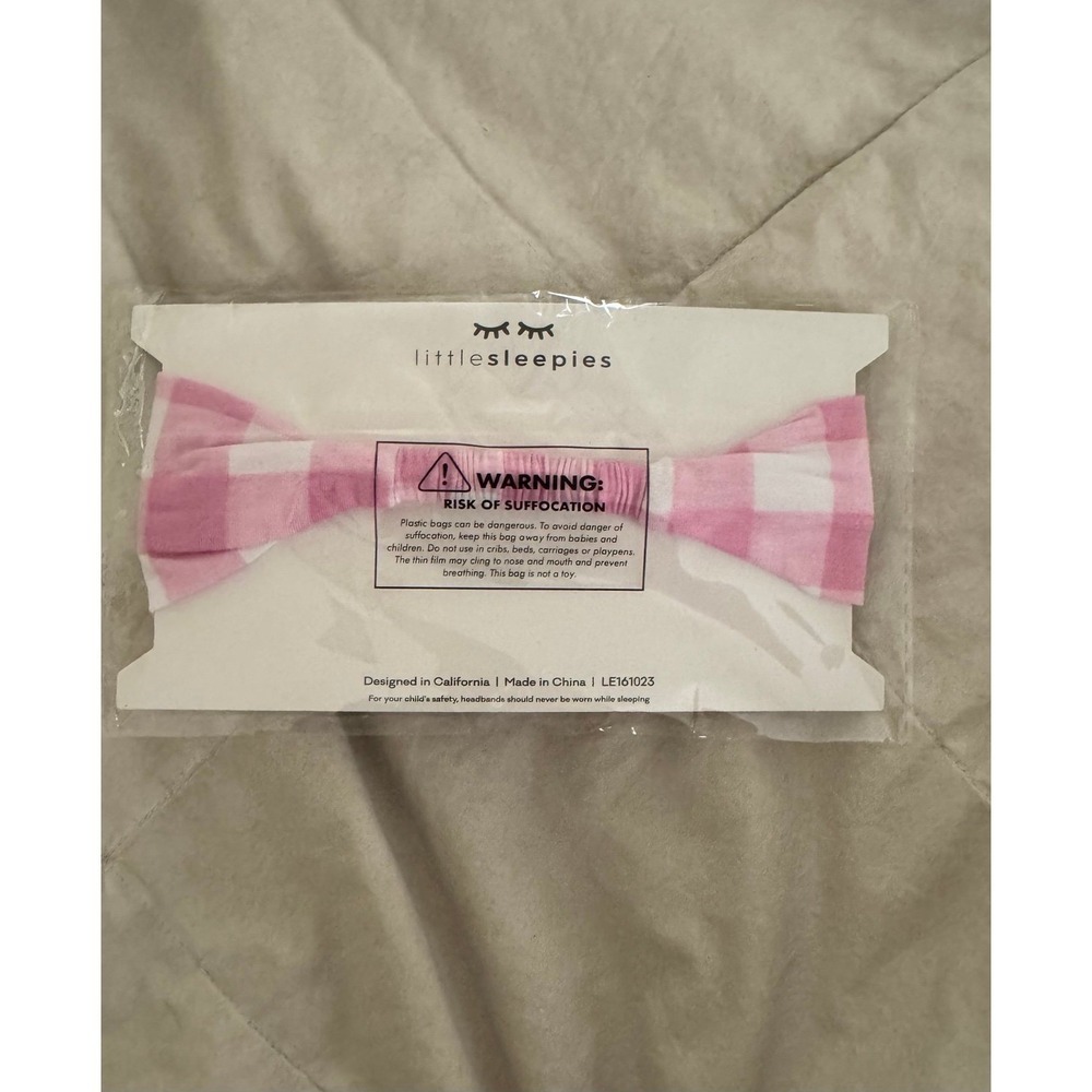 NWT Little Sleepies Pink Gingham Bamboo Headband Bow 4-8 yrs - Picture 4 of 4